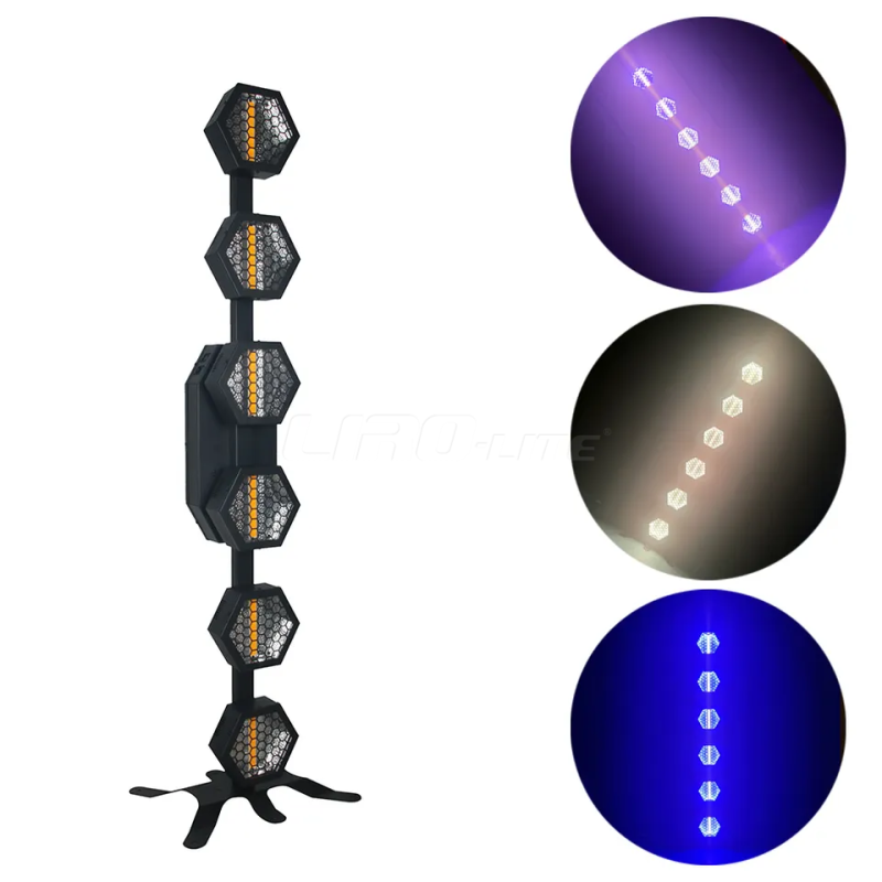 Hexaline Halogen Lamp 6pcs 100W Flash Strobe Light Blinder Backlight Pixel Control Disco Retro Stage Portman Light