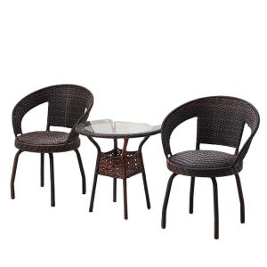 China Nordic Outdoor Leisure Woven PE Rattan Wicker Table and Chair Set for Garden Furniture wholesale