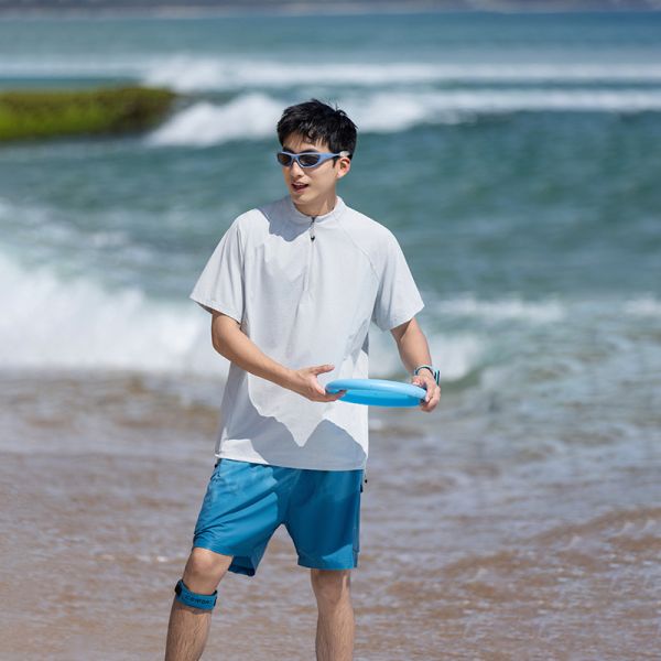 Summer Outdoor Moisture Wicking Quick Dry Sun Protection Versatile Hiking Trekking Stand Collar Couple Short Sleeve T-Shirt