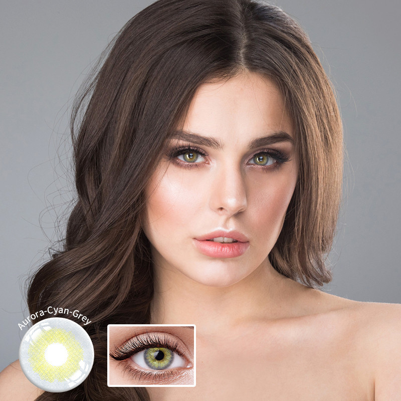 Daily Colored 14mm Contact Lens Contacts Cyan Grey Brown