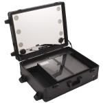 Black Color Portable Lighted Makeup Case , Makeup Travel Case On Wheels