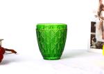 280ml Round Dark Green Colored Whisky Glasses With Leaf Pattern, Solid Colored