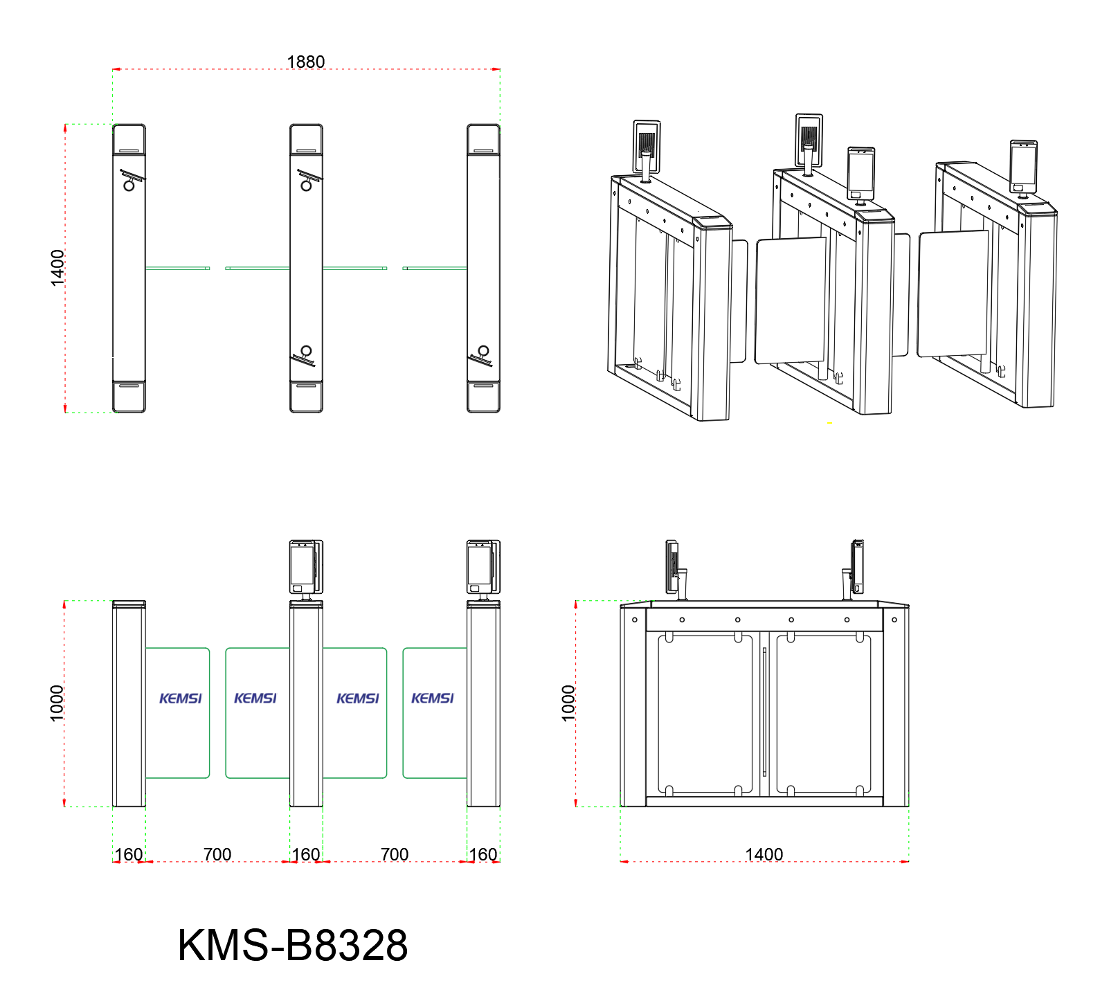Shopping Mall Swing Turnstile With QR Code Recognition