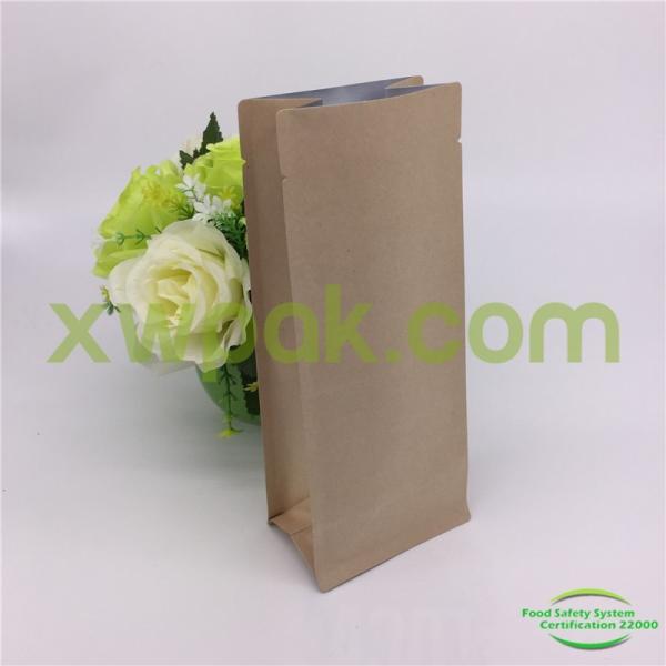Stock Flat Square Bottom Storage Packing Bags Brown Kraft Paper For Green Tea