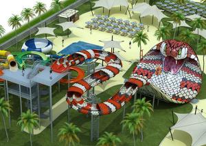 China 58M * 19M Custom Water Slides / Water Park Equipment Fiberglass Snake Style wholesale