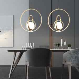 China Metal Copper Color 3 Ring Glass Ball Pendant Light Electroplating wholesale