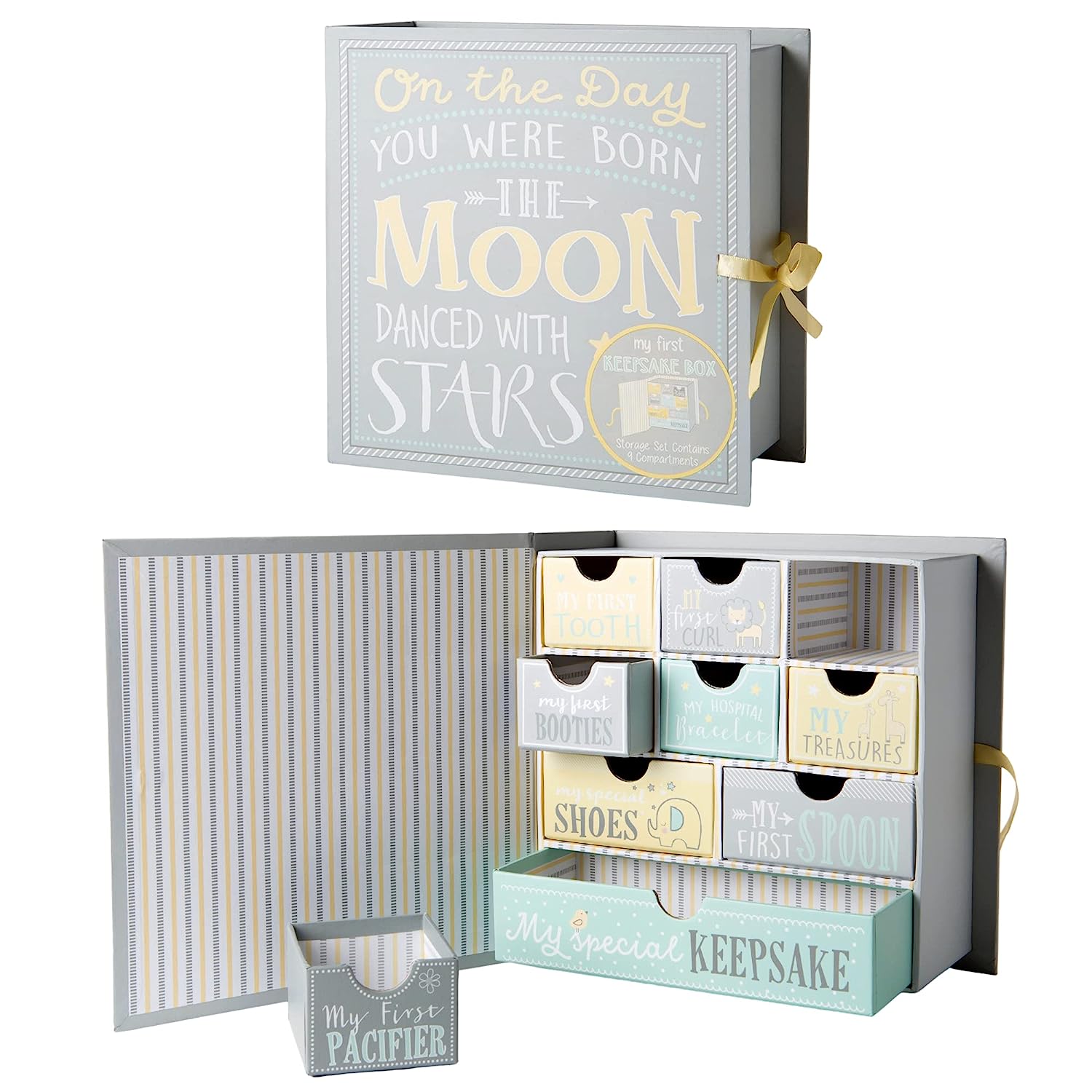Preserve Your Baby's First Memories Handmade Keepsake Box with 9 Labeled Compartments