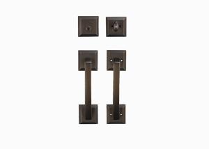 China Amertop brass Front Double Door Handle Lock Set Black Finish in coffee Modern Style wholesale
