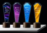 Sandblasting / Lasering Logo Glass And Crystal Trophies , Personalised Glass