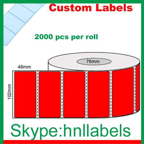 Thermal Transfer Labels 102mmX48mm/1 Red Transfer Roll Perm,Perfs,2,000Lpr,76mm