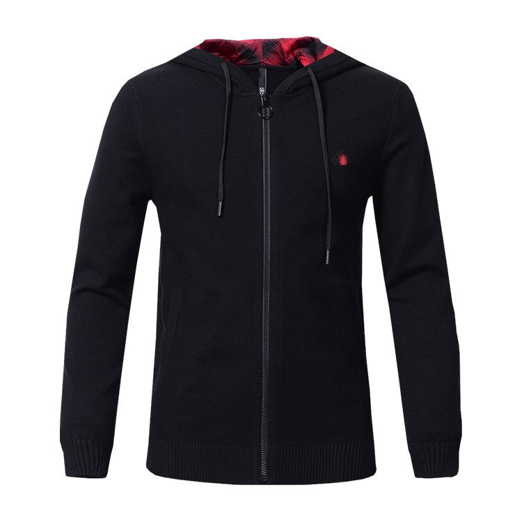 Long Sleeve Hooded Black Knitting Sweaters Men Hoodie Custom Men's Hoodie Sweater
