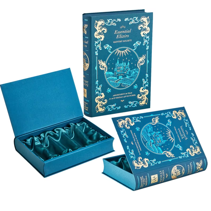 Custom Printing Luxury Bulk Tea Tube Set Sample High End Creative Book Shaped Flip Lid Gift Box For Tea Tea Bag Coffee Packaging