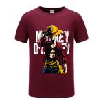 Casual Luffy Character Anime Couple Shirts O Shaped Neck Anti Bacterial