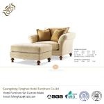 Modern Leisure Fabric Hotel Lounge Chairs High Back Wooden Frame With Ottoman