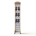 Sport Gloves Mitten Wooden Display Rack 2 Sides With Hooks