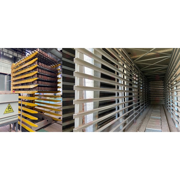 Drying rack transfer mechanism in operation