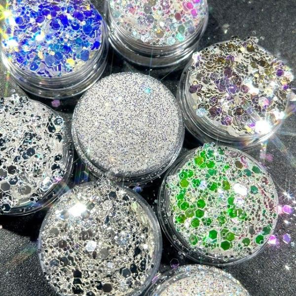 DIY size Diamond Dust Glitter Silver Glitter Powder Highlight Party Makeup A