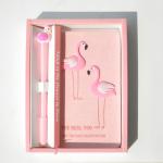 Flamingo Pink PU Leather Notepads And Stationery Waterproof Notebook A6 Gift Set