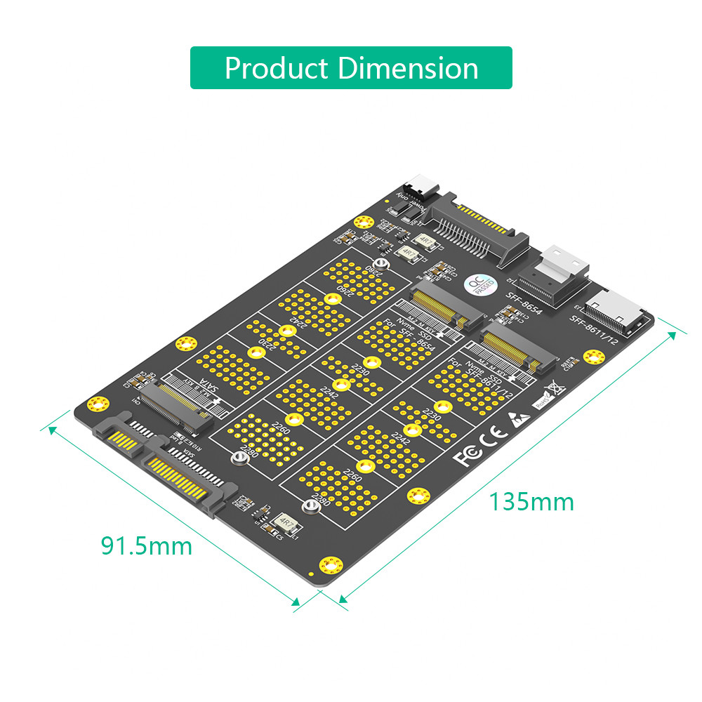 3 in 1 Combo M.2(NGFF) NVMe SSD/SATA-Bus SSD to SFF-8611/8612 8654/and SATA Adapter