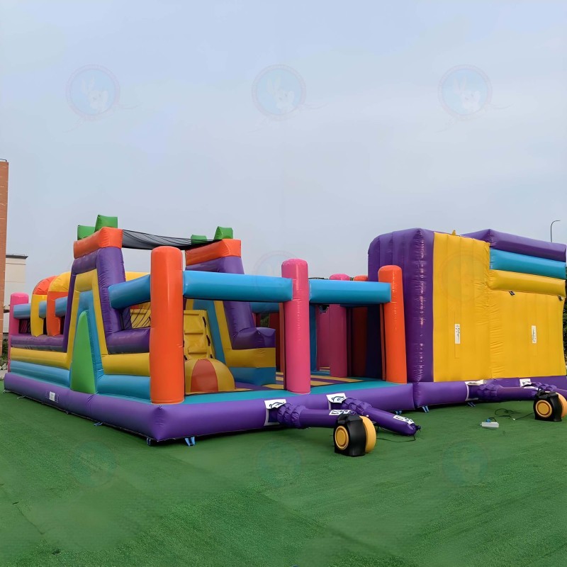 Custom Inflatable Fun Park With Bounce House Slide Combo Obstacle Challenges and Flexible Module Arrangement for Long Term Operation Projects