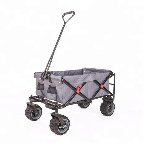 80KG Large Capacity Collapsible Beach Wagon 8" PVC Wheel Rotates 360 Degree