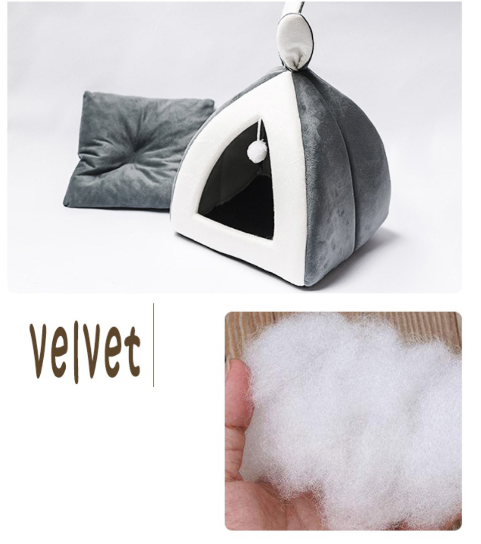 Warm Small Pet Cat Bed / Kitten House Collapsible Cave Bed For Winter
