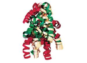 China Red , Green , White Color Combinations Curling Ribbon Bow , PP Metallic curled ribbon wholesale