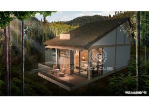 China Light Steel Structure Modern Holiday Homes Wooden Appearance Slope Roof Type wholesale