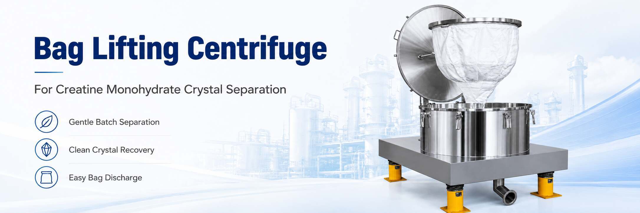 Bag Lifting Centrifuge for Creatine Monohydrate Crystal Separation