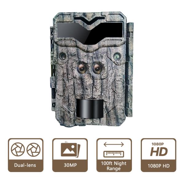 Hunting camera KW698A dual-lens 1080P 30MP waterproof IP67 up to 512GB storage