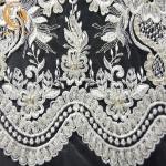 1 Yard 20％ Polyester White Lace Fabrics Luxury Beaded Embroidered Lace For Dress