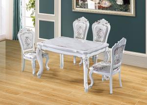 China Hotel Pearly White Rectangular Nordic Marble Dining Table wholesale