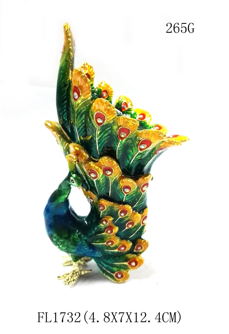 Bird metal trinket box Peacock treasure box metal jewelry box