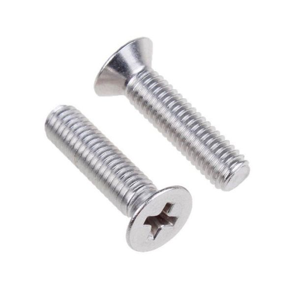 304 316 Stainless Steel Flat Countersunk Round Head Bolt With Cross Driver