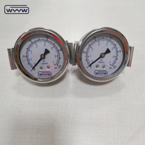 stainless steel industrial hydraulic liquid filled pressure manometer with clamp