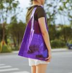 Purple Clear PVC Tote Bag Beach For Ladies Women Clear Pouch Purse