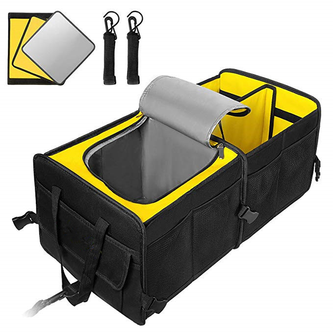 Portable Collapsible Trunk Organizer With Cooler , Car Trunk Lid Organizer