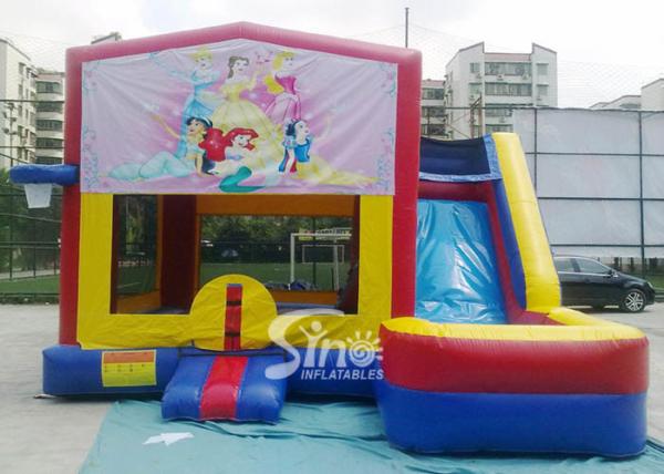 Outdoor Kids princess theme wet inflatable combo bounce house with slide from
