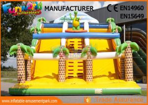 China Yellow Color Commercial Inflatable Slide For Adult / Blow Up Jumping Slide wholesale