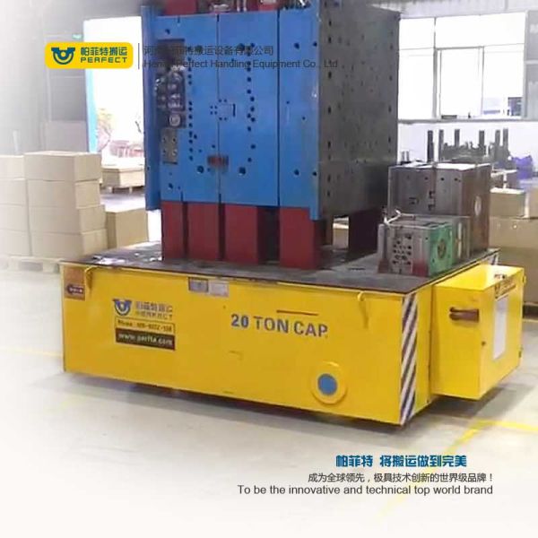 steerable trackless transfer cart free moving on cement floor