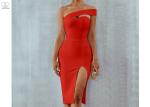 One Shoulder Short Mermaid Bridesmaid Dresses Good Layout Sexy Open Slit Elastic