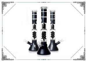 China Black 14'' Grace Glass Beaker Bong With Splash Guard And Helix Perc Hookah Pipes wholesale