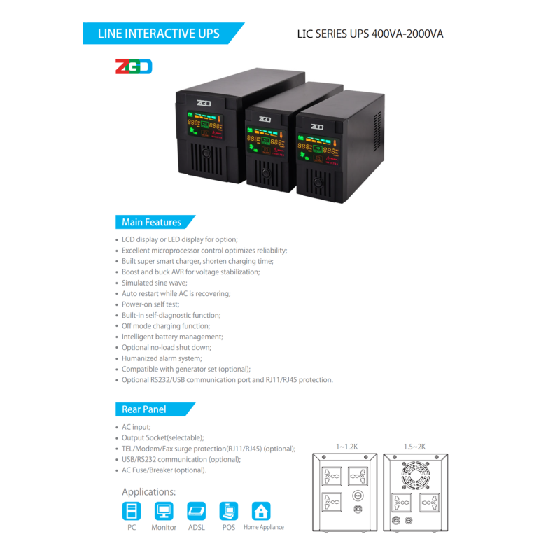 LCD Display 650va 360w Small Uninterruptible Power Supply Mini Ups Power Backup