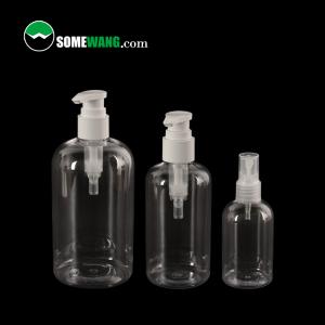 China 100ml / 200ml / 500ml Shampoo Shower PET Plastic Bottle With Pump Sprayer Cosmetic Packaging wholesale