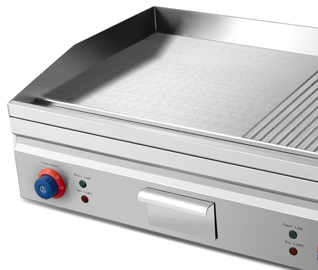 Small Commercial Griddle For Hotel Electric 1/3 Grooved Grill With Mirror Grilled Plate