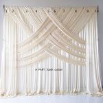 Custom Luxury Wedding Backdrop Double Drape White Cloth Curtains Cross Valance