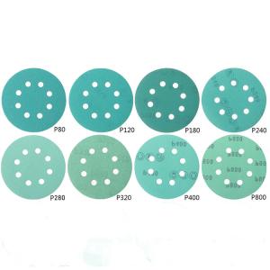 China 6inch car putty Sanding Discs Hook And Loop film polyester substrate green wholesale