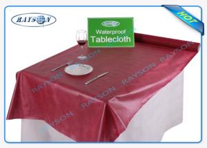 China Wine Red Waterproof Spunbond Non Woven Tablecloth In Square Shape wholesale