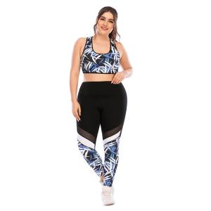 China Plus Size Yoga 2 Pcs Sets Shockproof Non See Through Sports Bra And Leggings Set wholesale