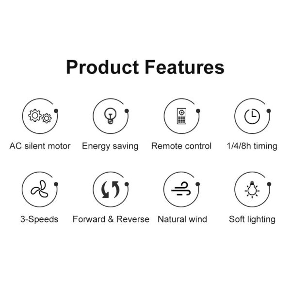 Home 52 Inch Low Voltage Energy Saving Remote Control LED Ceiling Fan with Light Energy